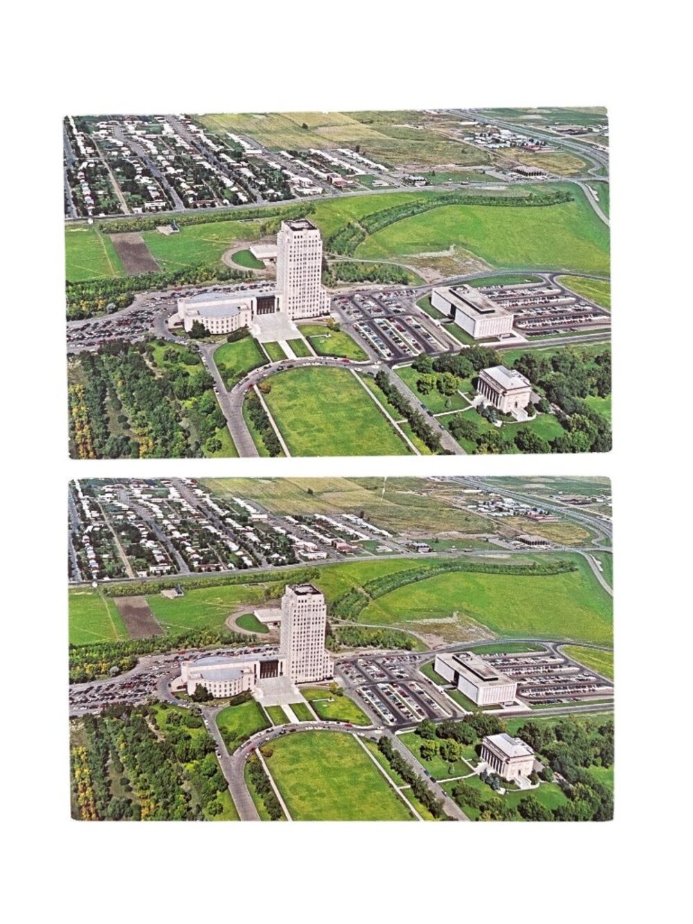 Vintage Dexter Press Postcards North Dakota State Capitol Aerial View Lot Of 2
